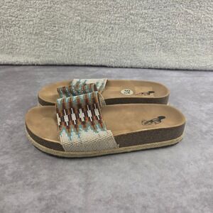 CG Shoes Womens Beaded Slide Sandals Southwestern Cork Espadrille Tan Multi 9.5